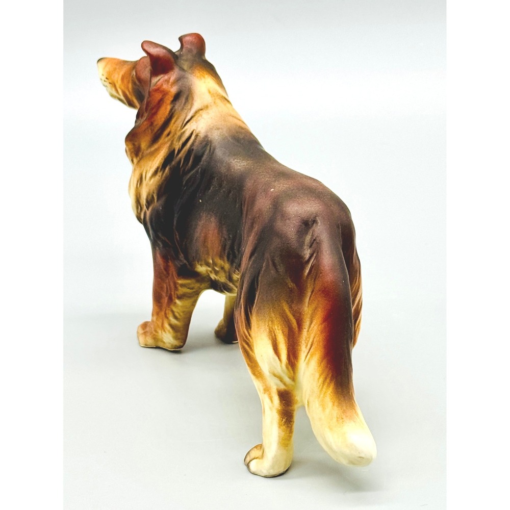 Collie Rough Coat Mother and Puppy Set Dog Figurine Brown Ceramic Japan - Picture 6 of 16